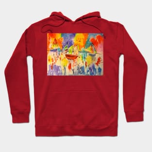 Colourful Sailing Boats at Sunset Hoodie